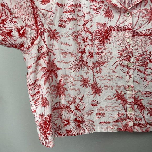 THE GREAT Red and White Palm Women's Top - Picture 5 of 11